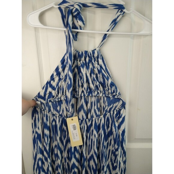 Elan Woman OS Maxi Dress Cristina Halter Blue Print NWT Boho Lagenlook Casual - Picture 7 of 8